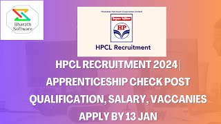 HPCL Recruitment 2024  Apprenticeship Check post Qualification Salary Vaccanies Apply by 13 Jan [upl. by Latsryc158]