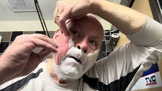 STRAIGHT RAZOR SHAVING WITH LONGHAULTANKER 345 [upl. by Rossuck]