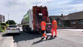 Serco Waste VE73 FML Dennis Eagle Elite  Emptying garden Waste bins [upl. by Aikemit]