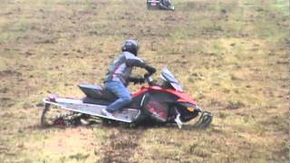 Snowmobile Drag Racing on Grass [upl. by Thema]