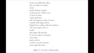 quotCome uno degli Deiquot  Salvatore Quasimodo traduce Saffo fr 31 [upl. by Rawdon555]