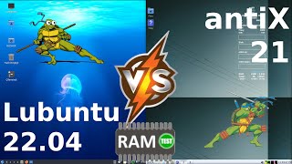 Lubuntu 2204 vs antiX 21 RAM Usage [upl. by Nywroc]