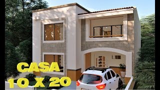 CASA 10 X 20 MTS  RECORRIDO 3D VIVIENDA 10X20  PLANOS DE CASAS CON MEDIDAS [upl. by Reivilo]