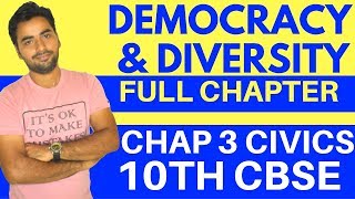 DEMOCRACY AND DIVERSITY FULL CHAPTER  CLASS 10 CBSE CIVICS [upl. by Igig]