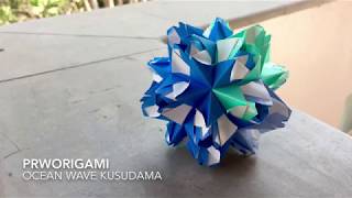 Ocean Wave Kusudama  PrwOrigami Folding Tutorial 【くす玉・折り紙】 [upl. by Eskill520]