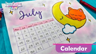 DIY  JULY Calendar  Bullet journal decoration organization ideas [upl. by Dzoba249]