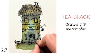 Whimsical Tea Shack Watercolor tutorial [upl. by Taryne]