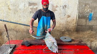 MASTERING THE ART OF FISH CUTTING  GIANT TREVALLY FISH BREAKING DOWN SKILLS BY MR DULAJ [upl. by Yrrok]