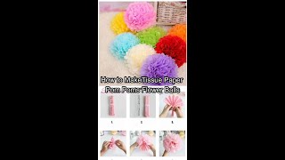 How to Make Tissue Paper Pom Poms Flower Balls PaperArt ArtsAndCrafts HowtoMake Flowers [upl. by Emilia]