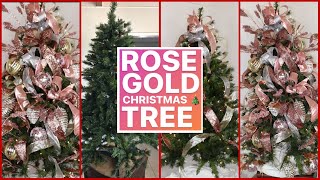 HOW TO USE RIBBON ON A CHRISTMAS TREE 2020  GLAM CHRISTMAS TREE TUTORIAL  Rose Gold [upl. by Gonta179]