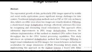 Novel Hardware Implementation of Deduplicating Visually Identical JPEG Image Chunks [upl. by Holcman706]