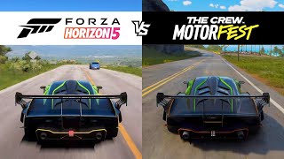 Forza Horizon 5 vs The Crew Motorfest  Lamborghini Essenza SCV12  Sound amp Graphics Comparison [upl. by Auginahs229]