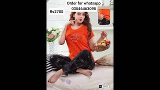 TROUSER SHIRT Night dress followwme nightwear onlinesallerallpakistan [upl. by Arracahs768]