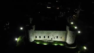 DRONE FLIGHT TO HARLECH CASTLE AT NIGHT [upl. by Haldas]