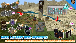 Minecraft PE 119 Seed Speedrun  Village with 2 Stronghold amp Many Diamond  Ancientcity amp Mangrove [upl. by Lladnar]