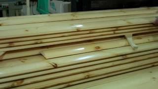 APPLYING SECOND COAT OF UV CLEAR COAT TO 2X8 LOG SIDING FOR INTERIOR USE [upl. by Eiser714]