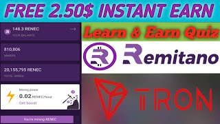 Remitano Wallet Learn ampEarn Quiz Instant Earn 250  New Crypto Loot Today 🔥 [upl. by Sivraj498]