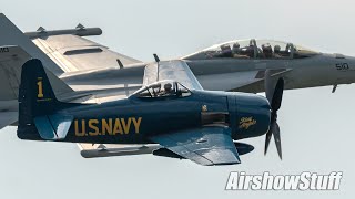 EA18G Growler and F8F Bearcat Formation  Spirit of St Louis Airshow 2019 [upl. by Neall]