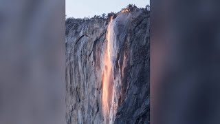 Raw Timelapse of rare firefall in Yosemite National Park [upl. by Meadow]