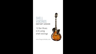 Shell voicing  beginner jazz guitar chords  12 bar blues shell voicing [upl. by Yllac]