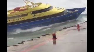 Playa del Carmen  Cozumel ferry battles strong winds and waves [upl. by Attennot]