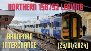 Northern 158753 leaving Bradford Interchange 25012024 [upl. by Doty]