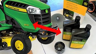 How To Change Oil and Oil Filter on John Deere D130 amp D140 22 HP 2011  2017 [upl. by Eetsim790]