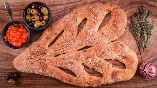 Cold Fermented Fougasse with Olives  French Bread Recipe [upl. by Nuri]