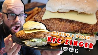 Making a VEGAN KFC Zinger Burger  Homemade Seitan Burger Recipe  Veganuary Special Part 2 [upl. by Enreval]