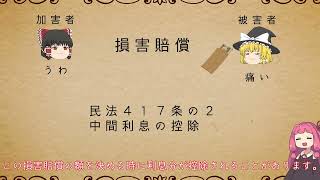 民法を１条から順に解説するよ！ 第７２２条 損害賠償の方法、中間利息の控除及び過失相殺 【民法改正対応】【ゆっくり・VOICEROID解説】 [upl. by Pacheco]