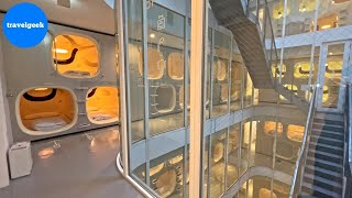 Trying Spaceshiplike Capsule Hotel in Tokyo Japan  Nine Hours Otemachi [upl. by Sirenay733]