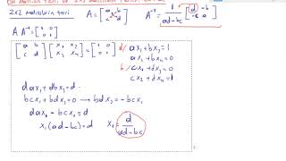 26 Lineer cebir  Bir matrisin tersi ve 2X2 matrislerin tersini bulmak [upl. by Ttam377]