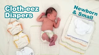 CLOTHEEZ NEWBORN DIAPERS FIT amp REVIEW Prefolds Flats Workhorse Fitted Wrap Covers [upl. by Otreblon]