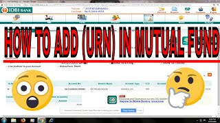 ONLINE SIP REGISTRATIONHOW TO ADD URN  URN  idbi net banking [upl. by Yennek602]