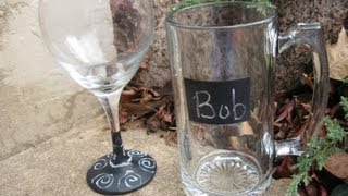 Chalkboard Glassware Craft Tutorial  Dollar Tree Craft  Craft Klatch [upl. by Ainekahs]