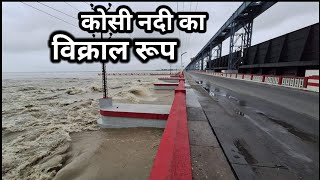 कोसी नदी का विक्राल रूप koshi barrage news today kosi brrage nepalflood news [upl. by Ocsicnarf]