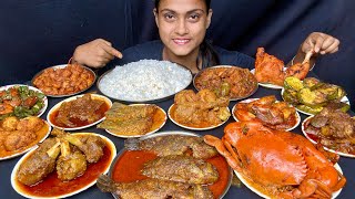 Crab Curry Mutton Curry Chicken Liver Gizzard Curry Egg Curry Fish Curry Chilli Chicken PrawnEating [upl. by Grindlay]