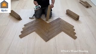 How to Install Herringbone Wood Flooring [upl. by Dinsmore359]