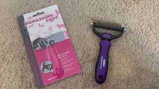 Maxpower Planet Pet Grooming Brush Double Sided Shedding and Dematting Undercoat Rake Review [upl. by Noynek]