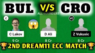 BUL VS CRO  BUL VS CRO Dream11  BUL VS CRO Dream11 Prediction  BUL VS CRO Dream11 Today Match [upl. by Limhaj]