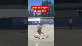 SARAH MITTON THROWS 2033M 🤯 3RD BEST ROTATIONAL SHOT PUT THROW OF ALL TIME 🔥 shorts [upl. by Odlauso124]