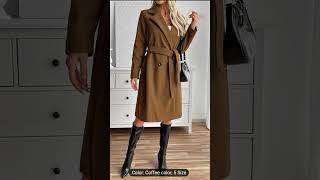 Elegant DoubleBreasted Trench Coat for Women Long Sleeve with Belt Polyester WinterRs 7500 only [upl. by Cristiano]