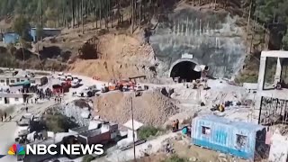 New video shows 41 construction workers trapped in tunnel in India [upl. by Imrots]