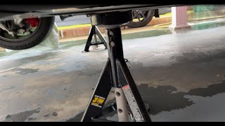 One way to put a Tesla Model 3 on Jack Stands [upl. by Ylrrad738]