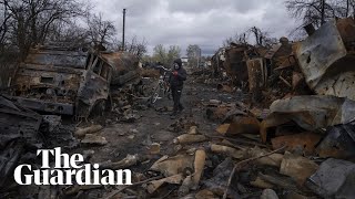 Ukraine drone footage shows scale of destruction in Chernihiv [upl. by Janey]