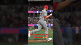 MLB 24 Schanuel First playoff homerun ties the gamemlbmlb24youtubeshortsnewsubplayoffshomerun [upl. by Ergener]