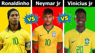 Comparison Ronaldinho vs Neymar jr vs Vinicius jr [upl. by Rrats]