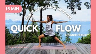 15Min Beginner Yoga Flow  Quick Energy Boost Anytime [upl. by Ambrosius279]