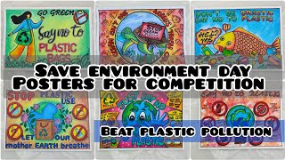 Beat Plastic Pollution Drawing  Stop Plastic Poster Chart project  Ban plastic [upl. by Elo]