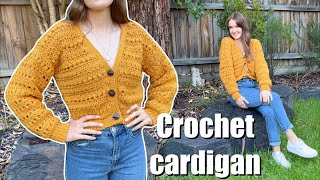 Crochet cropped textured cardigan tutorial  how to crochet [upl. by Noreen99]